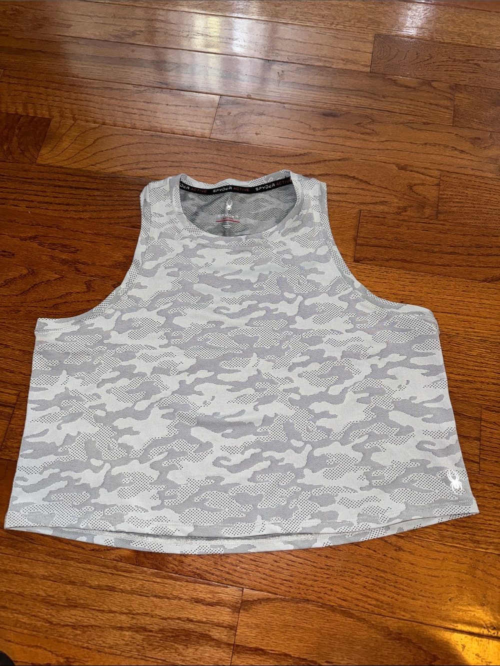 Spyder Women’s Gray & White Camo Mesh Crop Tank